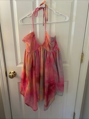 Wild Fable Colorful Tie-Dye Halter Sundress - Pink, Orange, Yellow